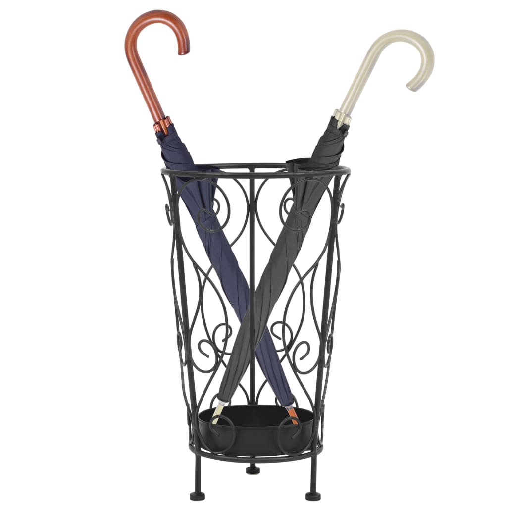 umbrella holder, black, metal, vintage style, 26x46 cm