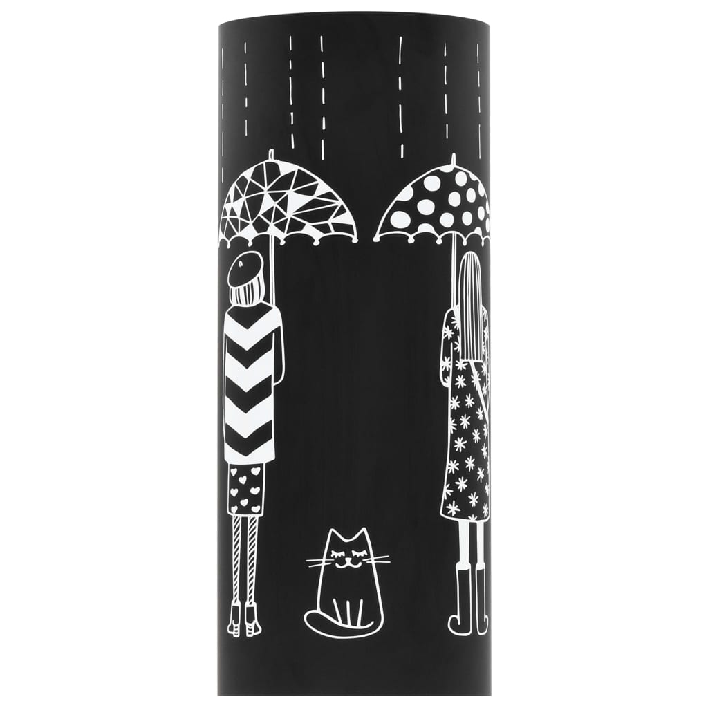 umbrella stand with images of women, black steel