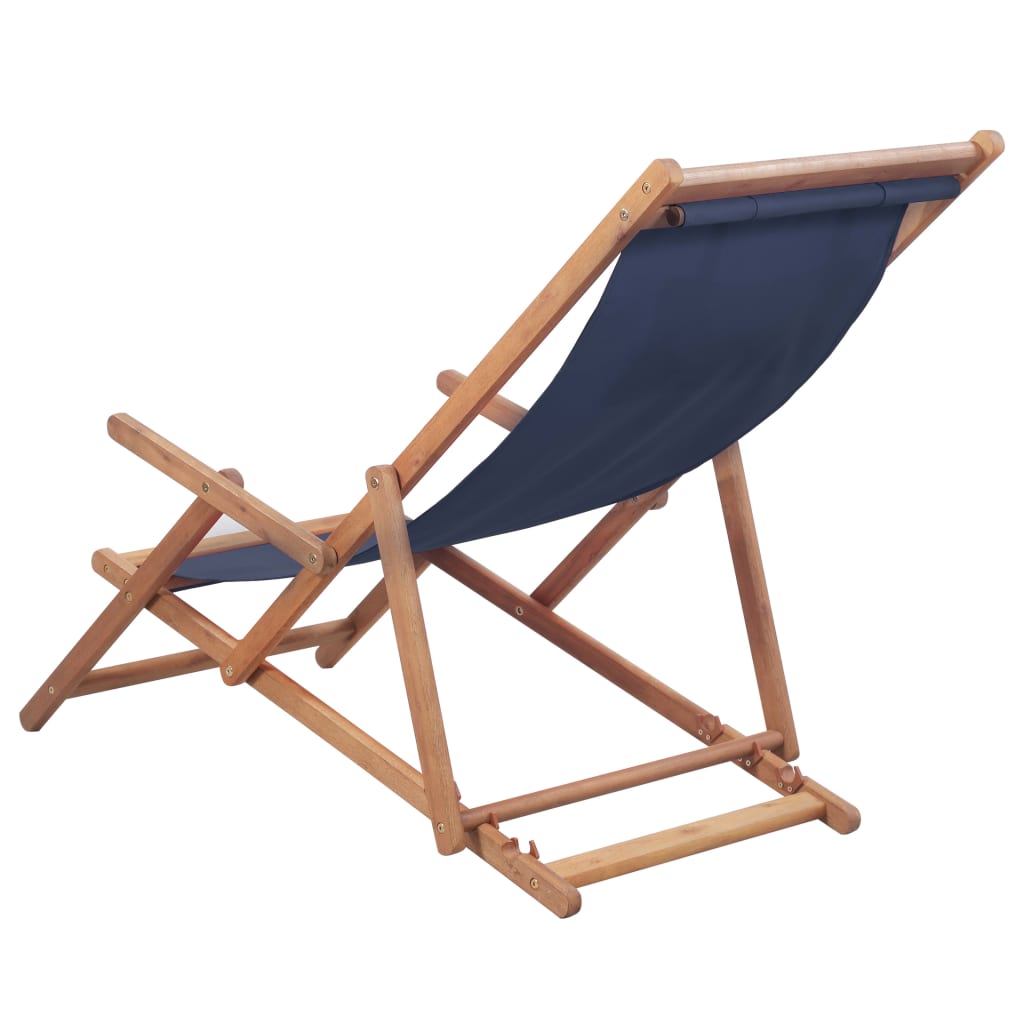 saliekams pludmales krēsls, zils audums, koka rāmis