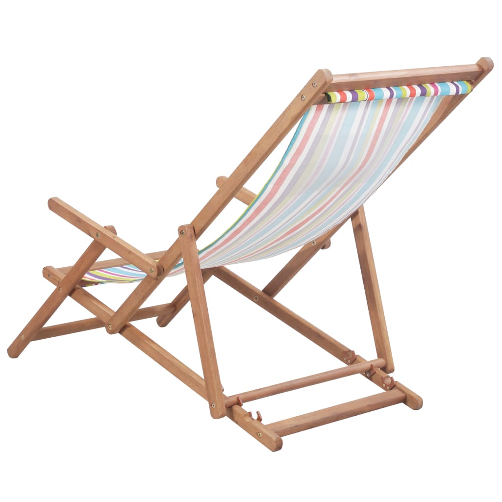 saliekams pludmales krēsls, krāsains audums, koka rāmis