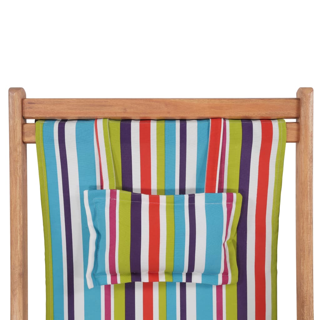 saliekams pludmales krēsls, krāsains audums, koka rāmis