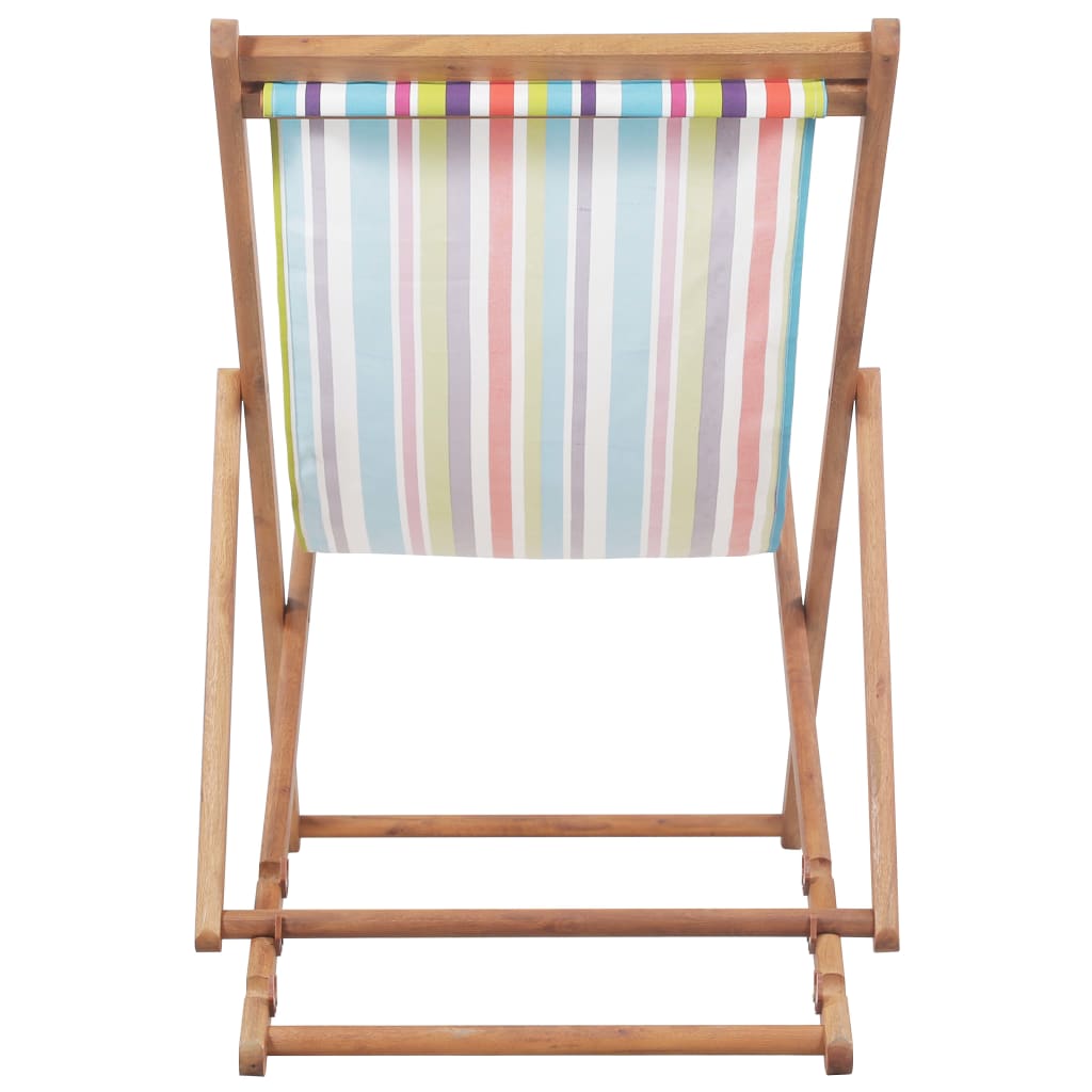 salokāms pludmales krēsls, krāsains audums, koka rāmis