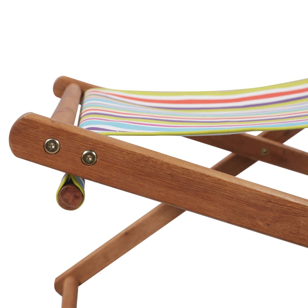salokāms pludmales krēsls, krāsains audums, koka rāmis