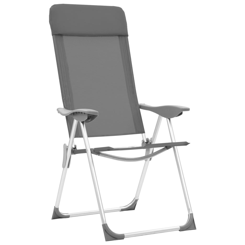 camping chairs, 2 pcs., gray, aluminum, foldable