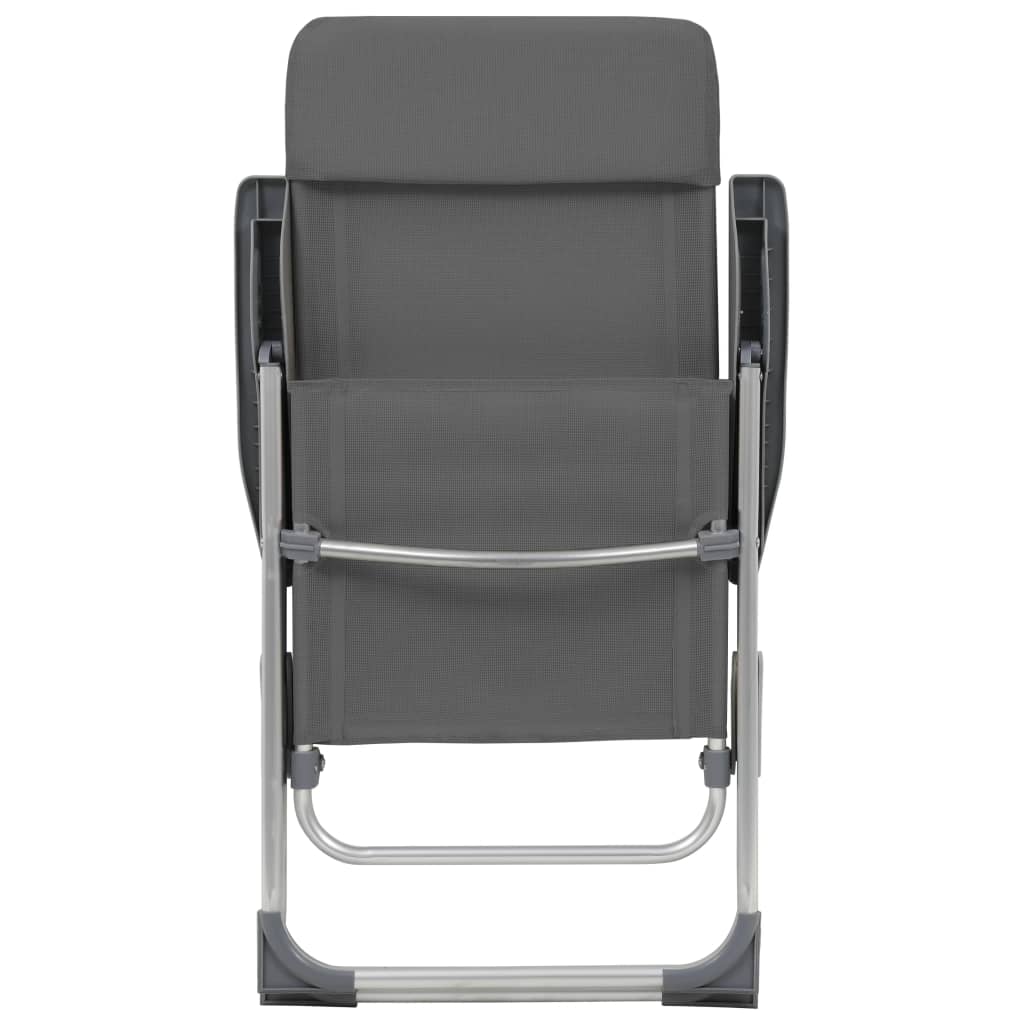 camping chairs, 2 pcs., gray, aluminum, foldable