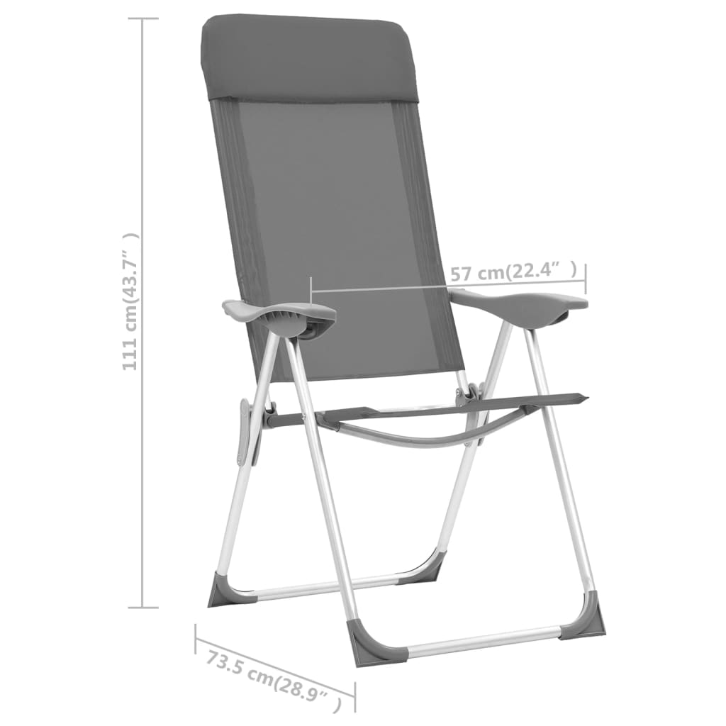 кемпинговые стулья, 2 шт., серые, алюминий, складные