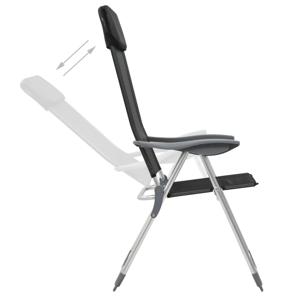 camping chairs, 4 pcs., black, aluminum, foldable