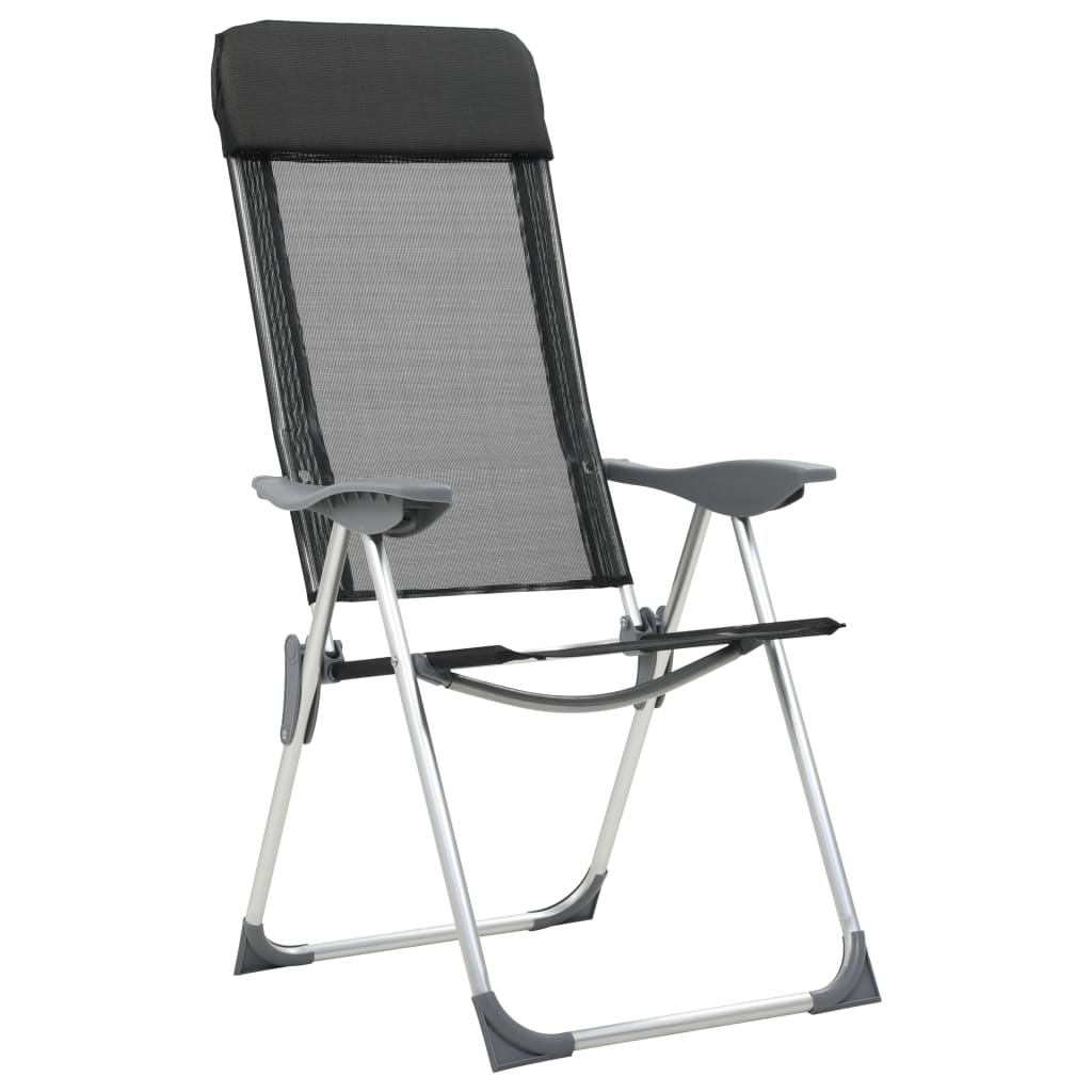 camping chairs, 4 pcs., black, aluminum, foldable