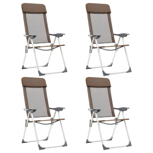 кемпинговые стулья, 4 шт., коричневые, алюминий, складные