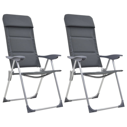 кемпинговые стулья, 2 шт., серые, 58x69x111 см, алюминий