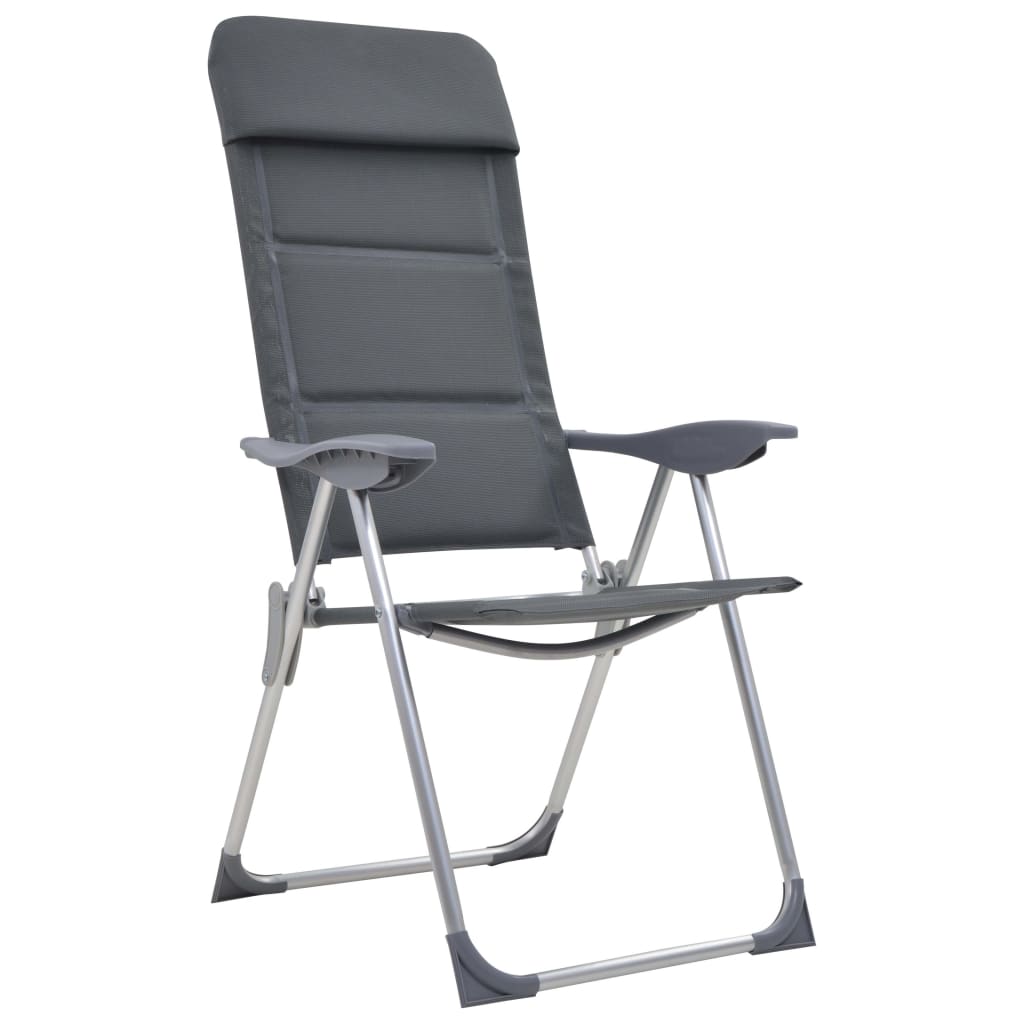 camping chairs, 2 pcs., gray, 58x69x111 cm, aluminum