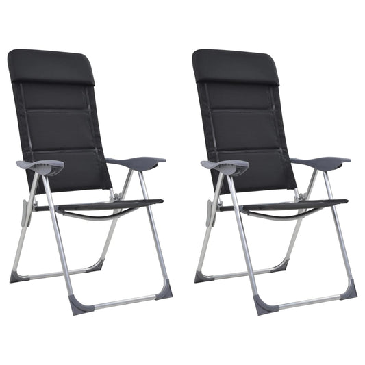 кемпинговые стулья, 2 шт., 58x69x111 см, алюминий, черный