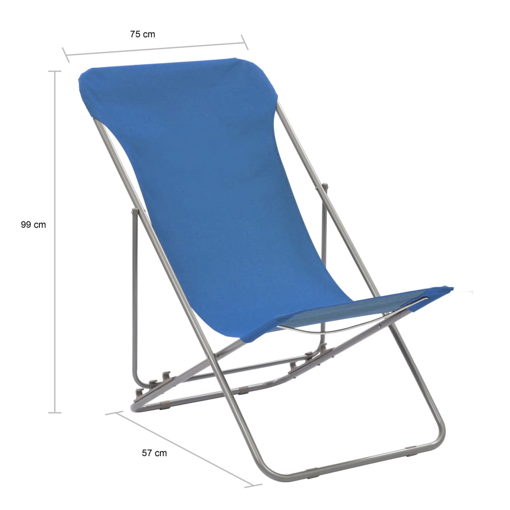 saliekami pludmales krēsli, 2 gab., tērauds, audums, zili