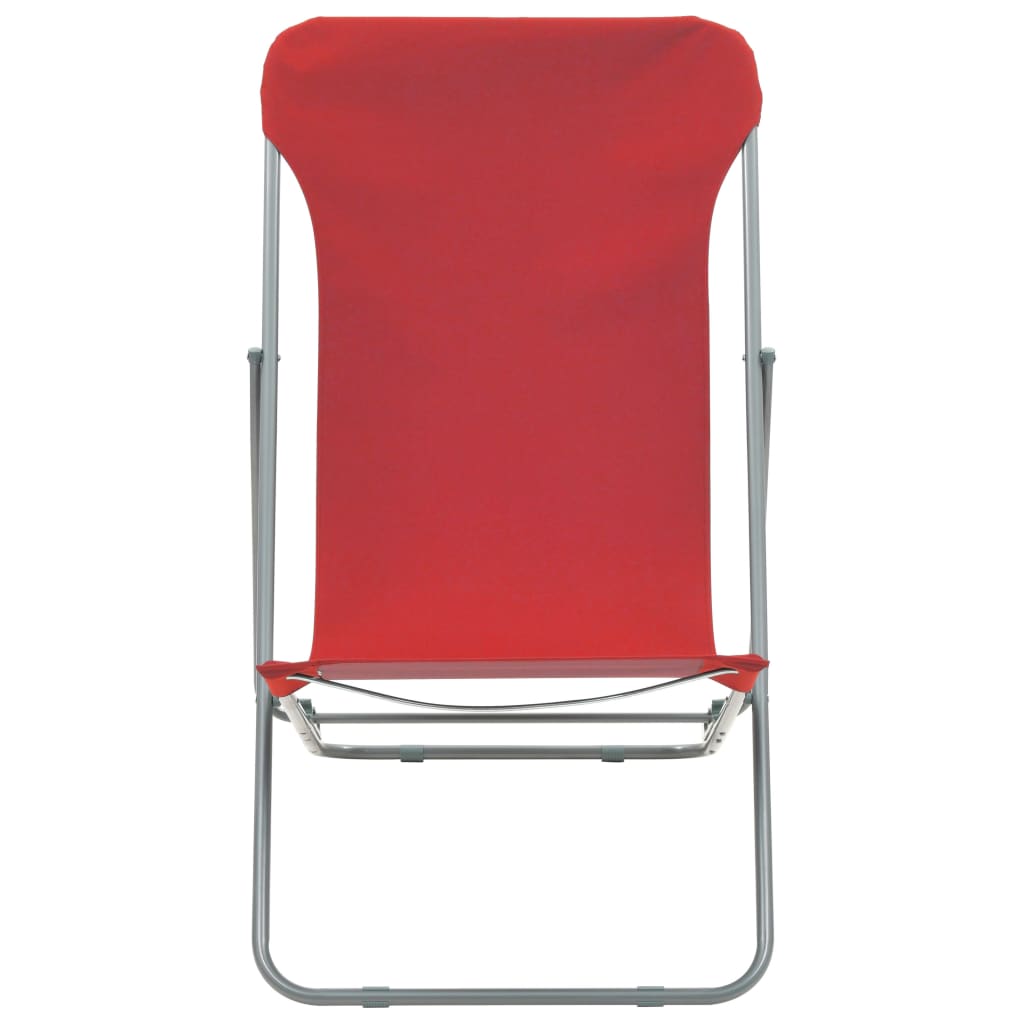 saliekami pludmales krēsli, 2 gab., tērauds, audums, sarkani