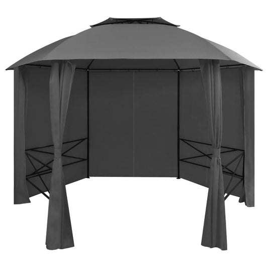 dārza nojume, telts ar aizkariem, 360x265 cm, sešstūraina - amshop.lv