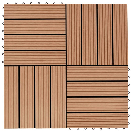 terases flīzes, 11 gab., WPC, 30x30 cm, 1 m2, tīkkoka krāsā