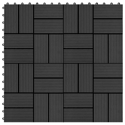 terases flīzes, 11 gab., WPC, 30x30 cm, 1 m2, melnas