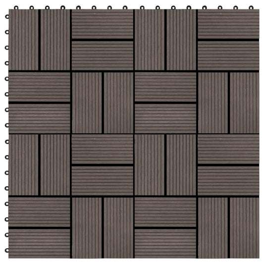 terrace tiles, 11 pcs., WPC, 30x30 cm, 1 m2, dark brown