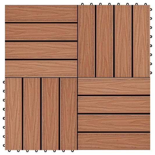terrace tiles, 11 pcs., WPC, 30x30 cm, 1 m2, light brown