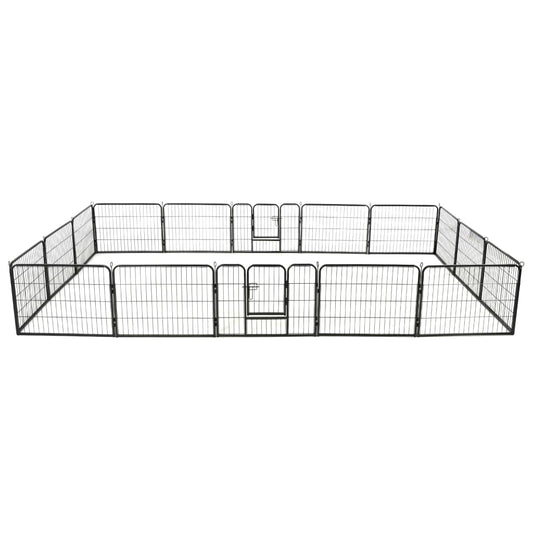 забор для собак, 16 панелей, 60х80 см, сталь, черный