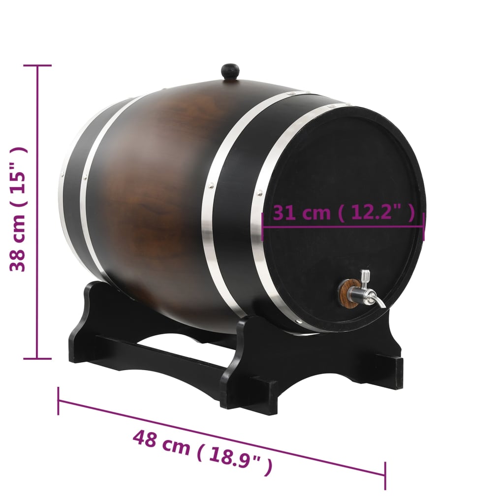 wine barrel with tap, solid pine wood, 35 L