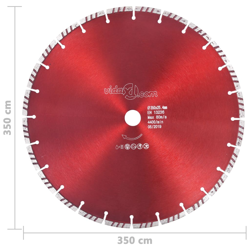 diamond cutting disc, with turbo, steel, 350 mm