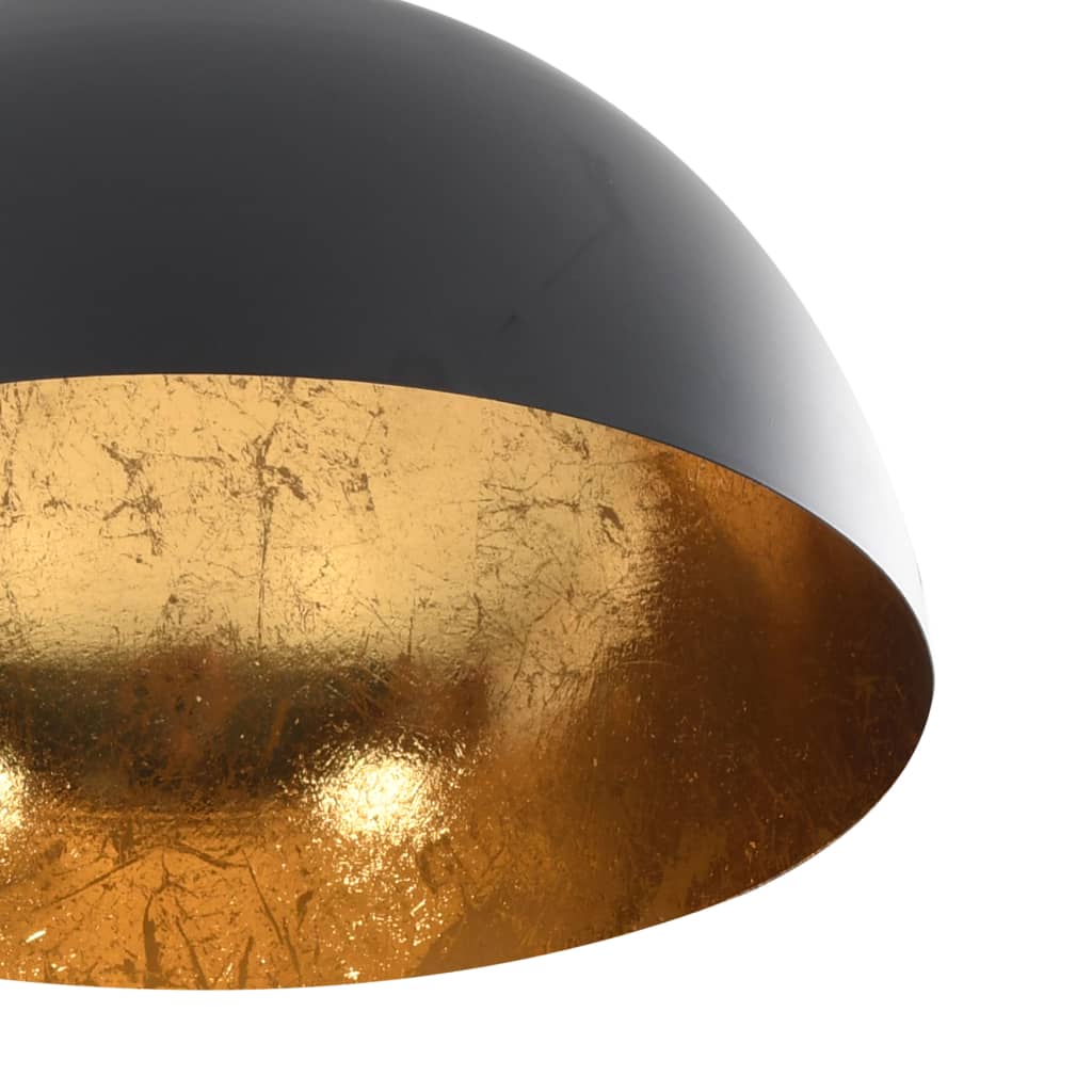 griestu lampas, 2 gab., pusapaļas, E27, melnas ar zelta krāsu