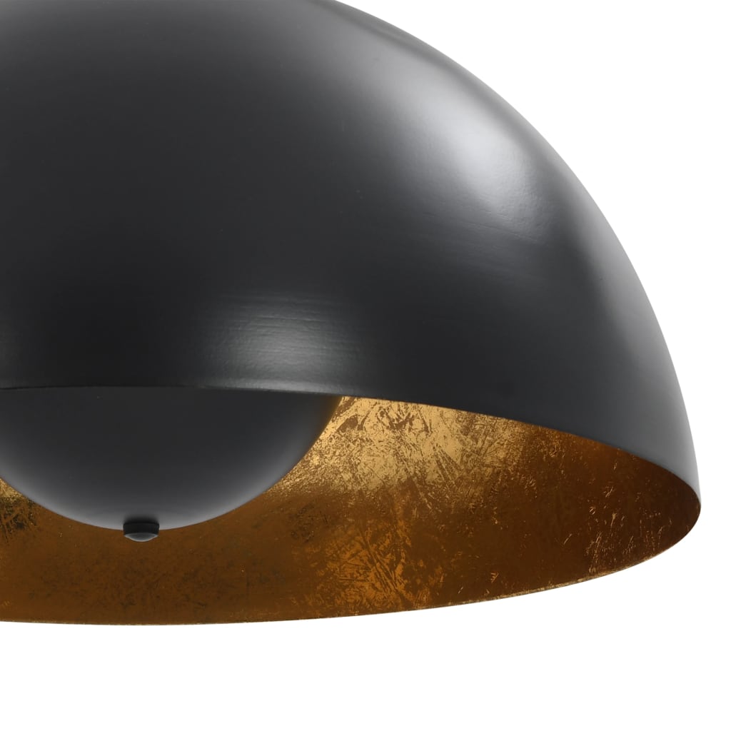 griestu lampas, 2 gab., pusapaļas, 40 cm, E27, melnas ar zelta