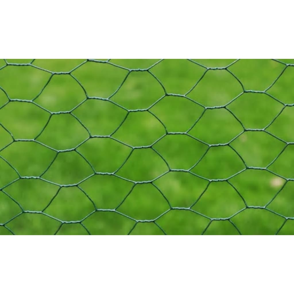 stiepļu žogs, cinkots, ar PVC pārklājumu, 25x0,5 m, zaļš