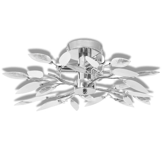 Ceiling Lamp with White and Transparent Acrylic Crystal Leaves E14