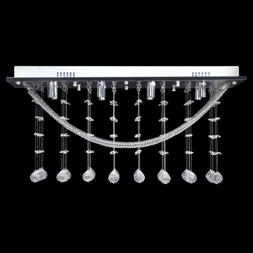 Ceiling lamp with sparkling crystal beads, white, 8xG9, 29 cm