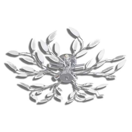 Ceiling Lamp with White and Transparent Acrylic Crystal Leaves 5 E14