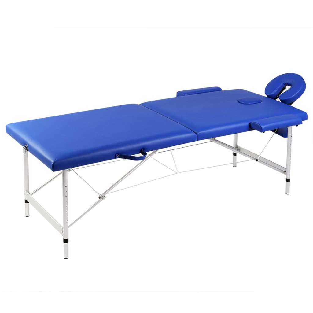 Массажный стол vidaXL, складной, 2 части, алюминиевая рама, синий