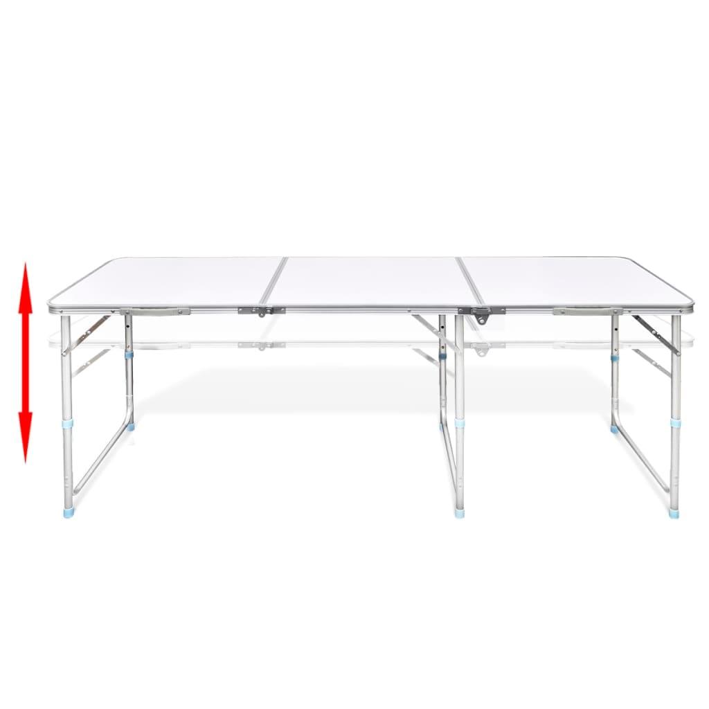 Saliekams kempinga galds un 6 taburetes, regulējams augstums, 180x60cm - amshop.lv