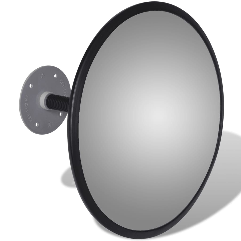 Выпуклое сферическое дорожное зеркало Ø 30 см в черной раме, для помещения