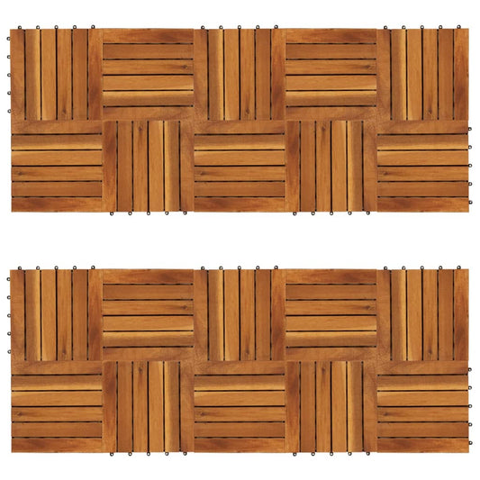 Acacia Wood Tiles for Terraces 30x30cm 20 pcs Vertical Pattern