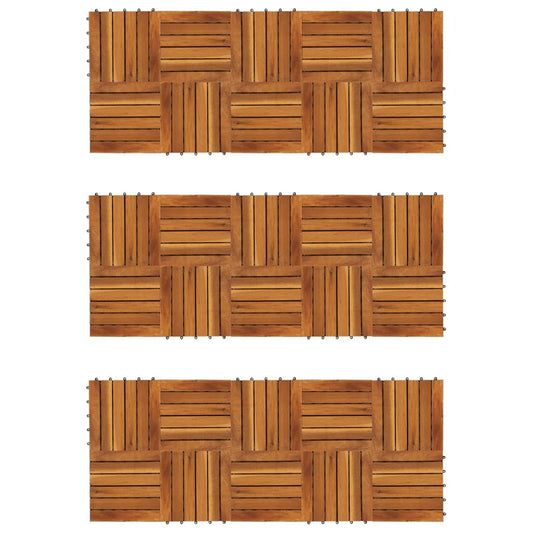 Acacia Wood Tiles for Terraces 30x30cm 30 pcs Vertical Pattern