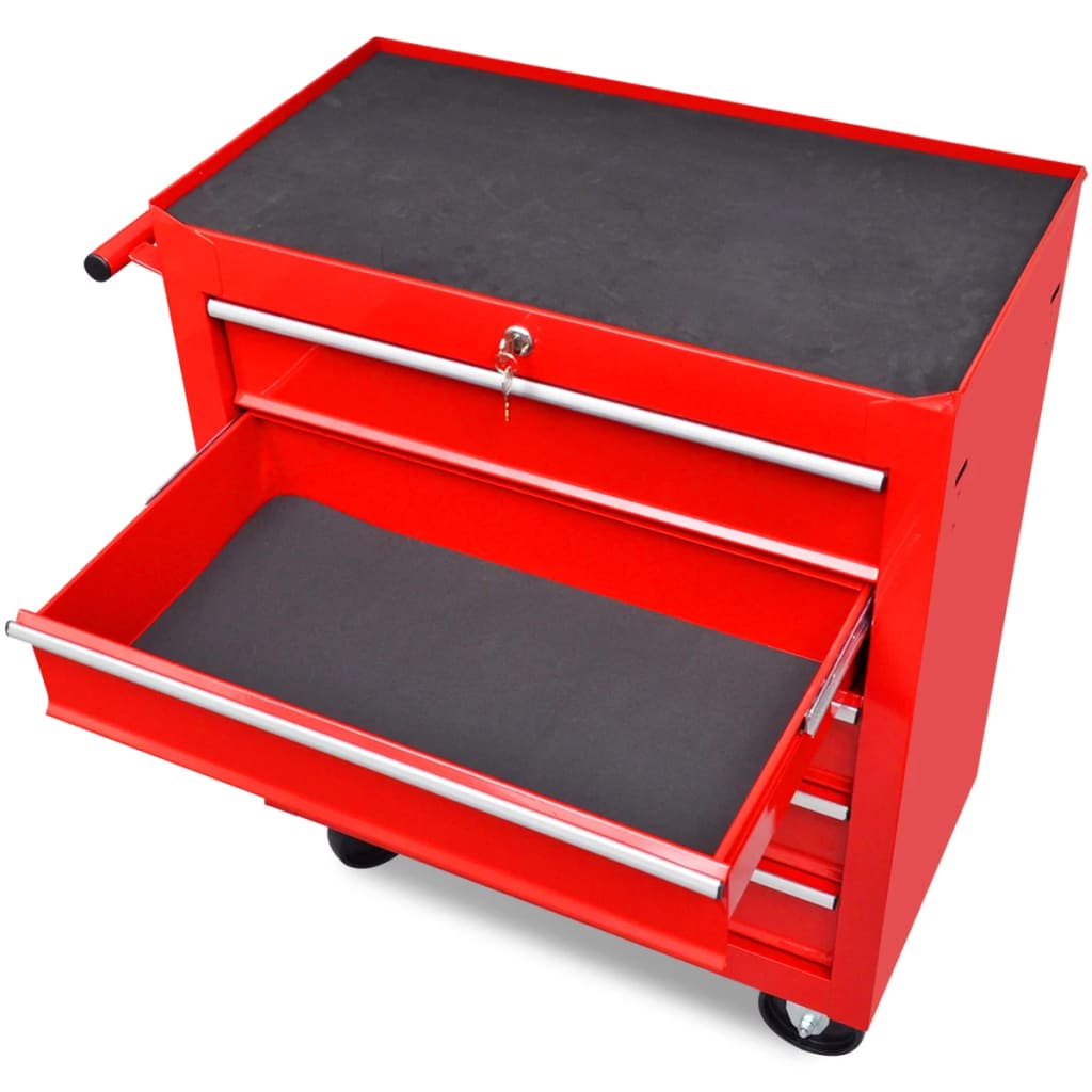 Red tool trolley with 5 drawers