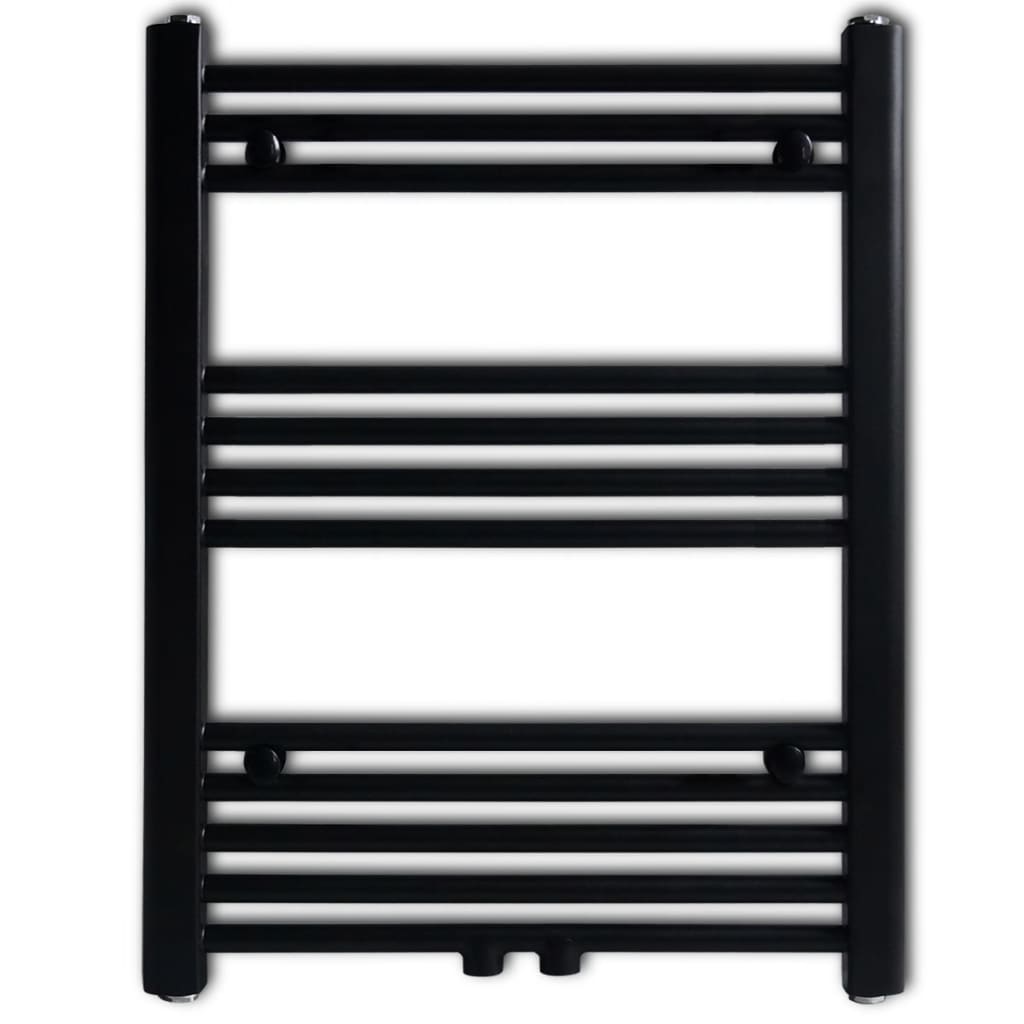 Towel rail for central heating, 600 x 764 mm, black, straight