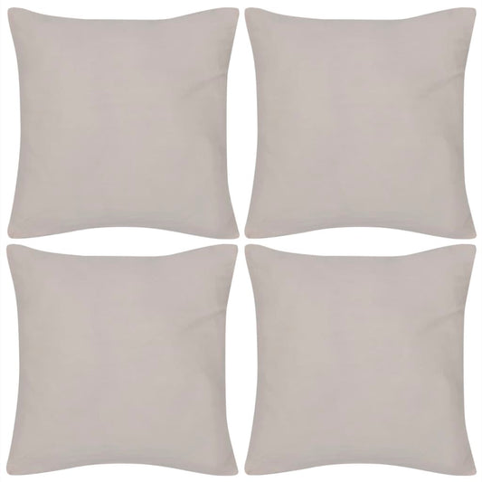 Cushion covers, 4 pcs., 50 x 50 cm, cotton, beige