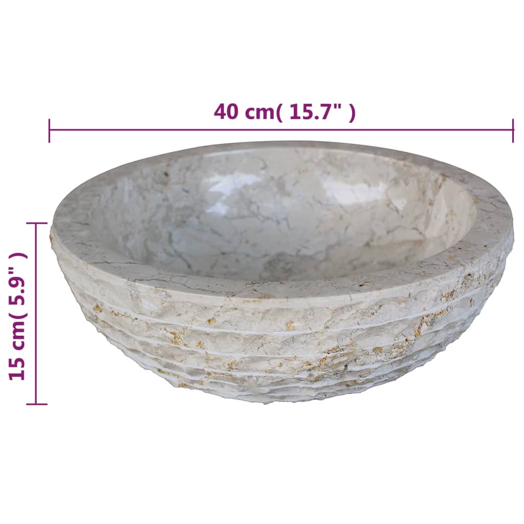 krēmkrāsas marmora izlietne, 40 cm
