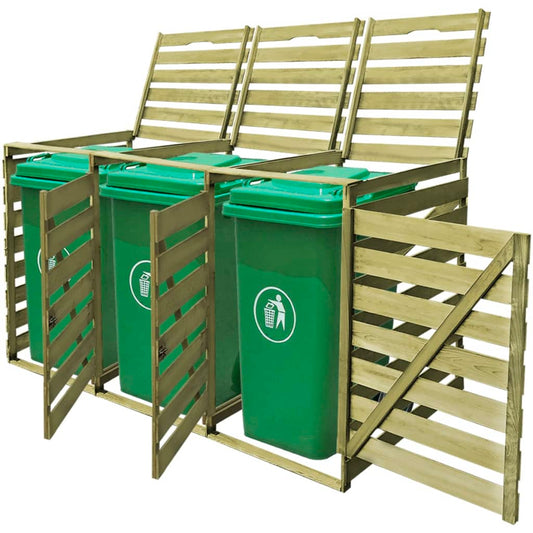 3-part canopy for waste container, 240 L, impregnated wood