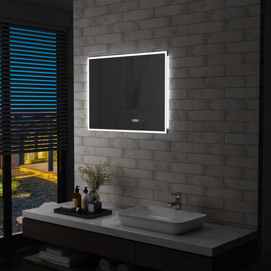 Зеркало для ванной со светодиодной подсветкой и сенсорным датчиком, 80x60 см