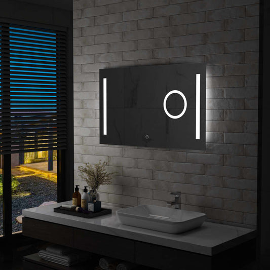 Зеркало для ванной комнаты со светодиодной подсветкой и сенсорным датчиком, 100х60 см.