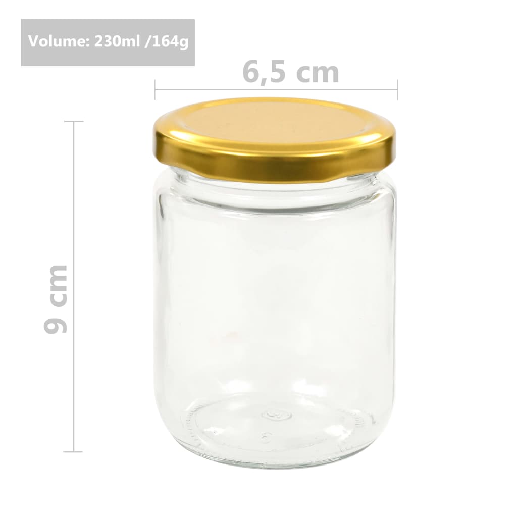 jam jars, gold-colored caps, 96 pcs., 230 ml