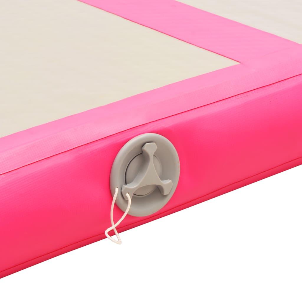 piepūšams vingrošanas paklājs ar pumpi, 300x100x10 cm, rozā PVC - amshop.lv