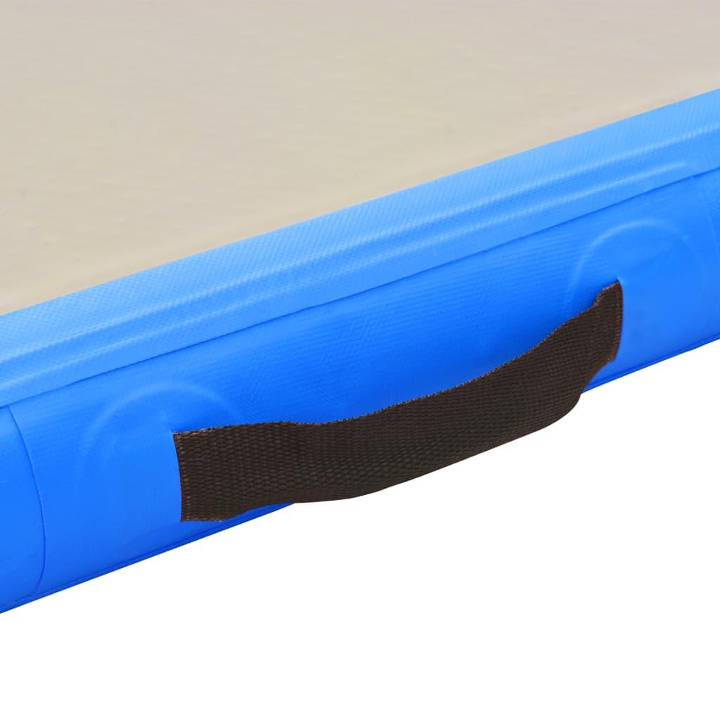 piepūšams vingrošanas paklājs ar pumpi, 400x100x10 cm, zils PVC - amshop.lv