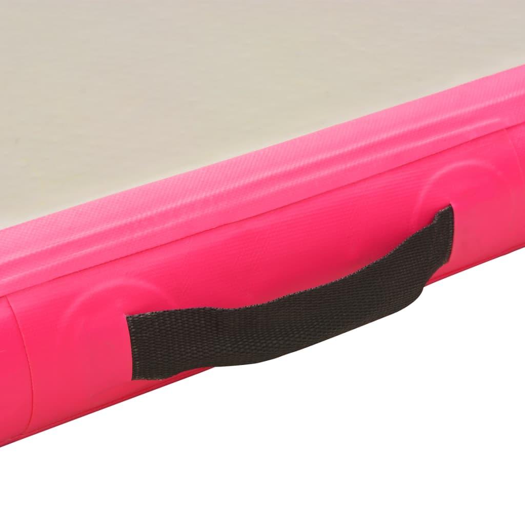 piepūšams vingrošanas paklājs ar pumpi, 500x100x10 cm, rozā PVC - amshop.lv