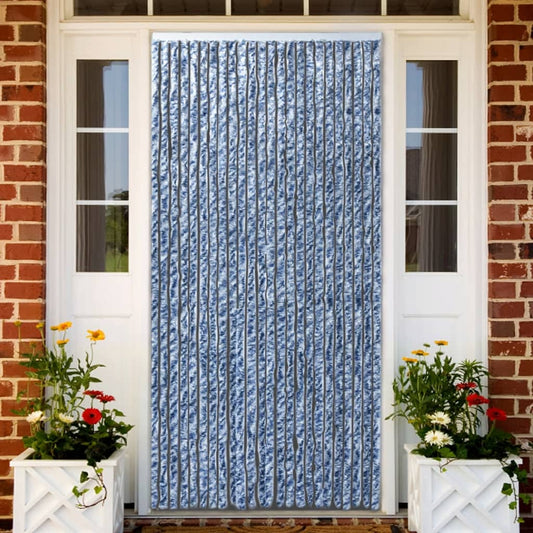 insect curtain, 100x220cm, blue, white and silver colored chenille