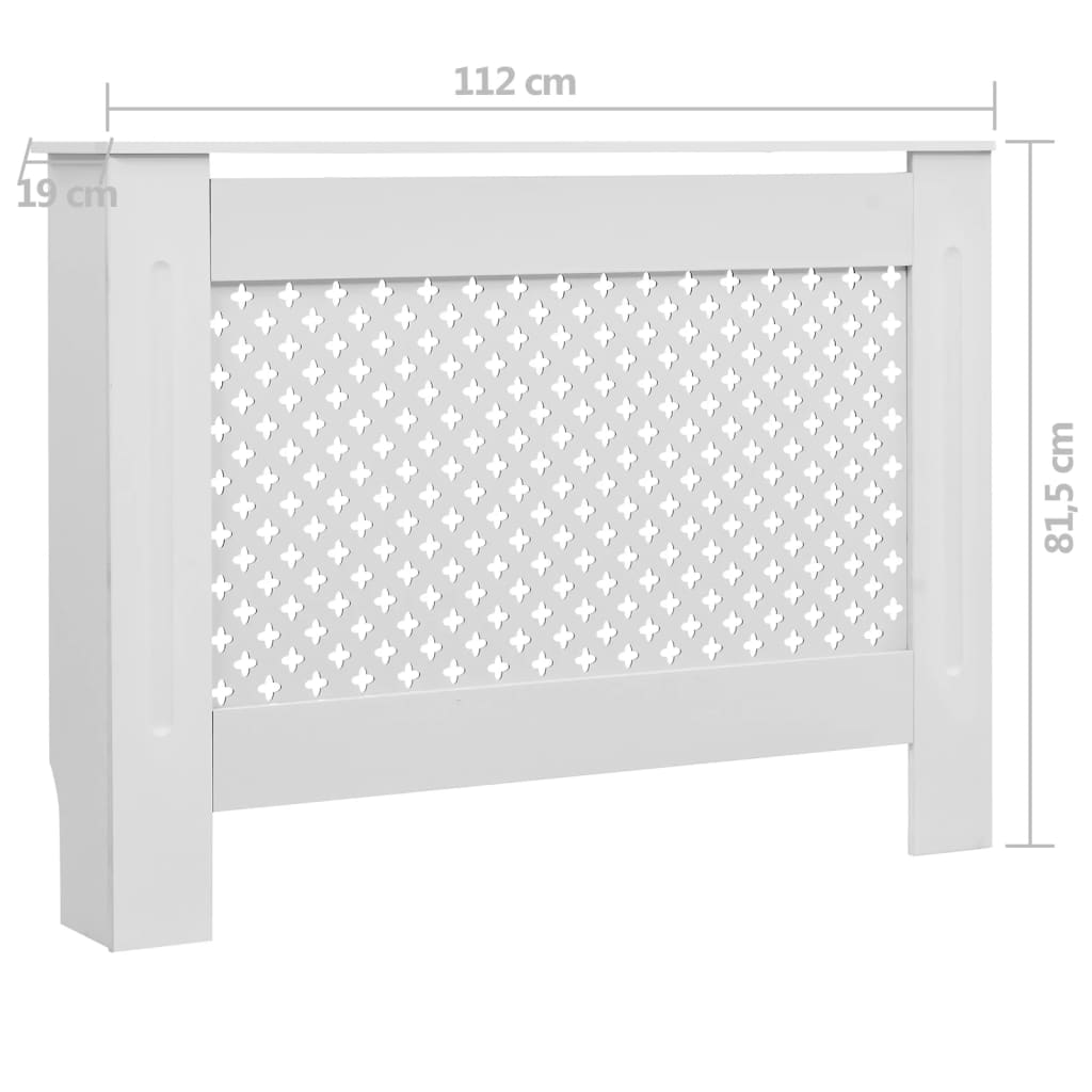 radiatora pārsegs, balts, 112x19x81,5 cm, MDF